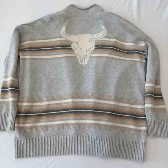 Pendleton S Western Horizons Oversized Cardigan Sweater Wool Blnd Longhorn Rodeo - Picture 10 of 14